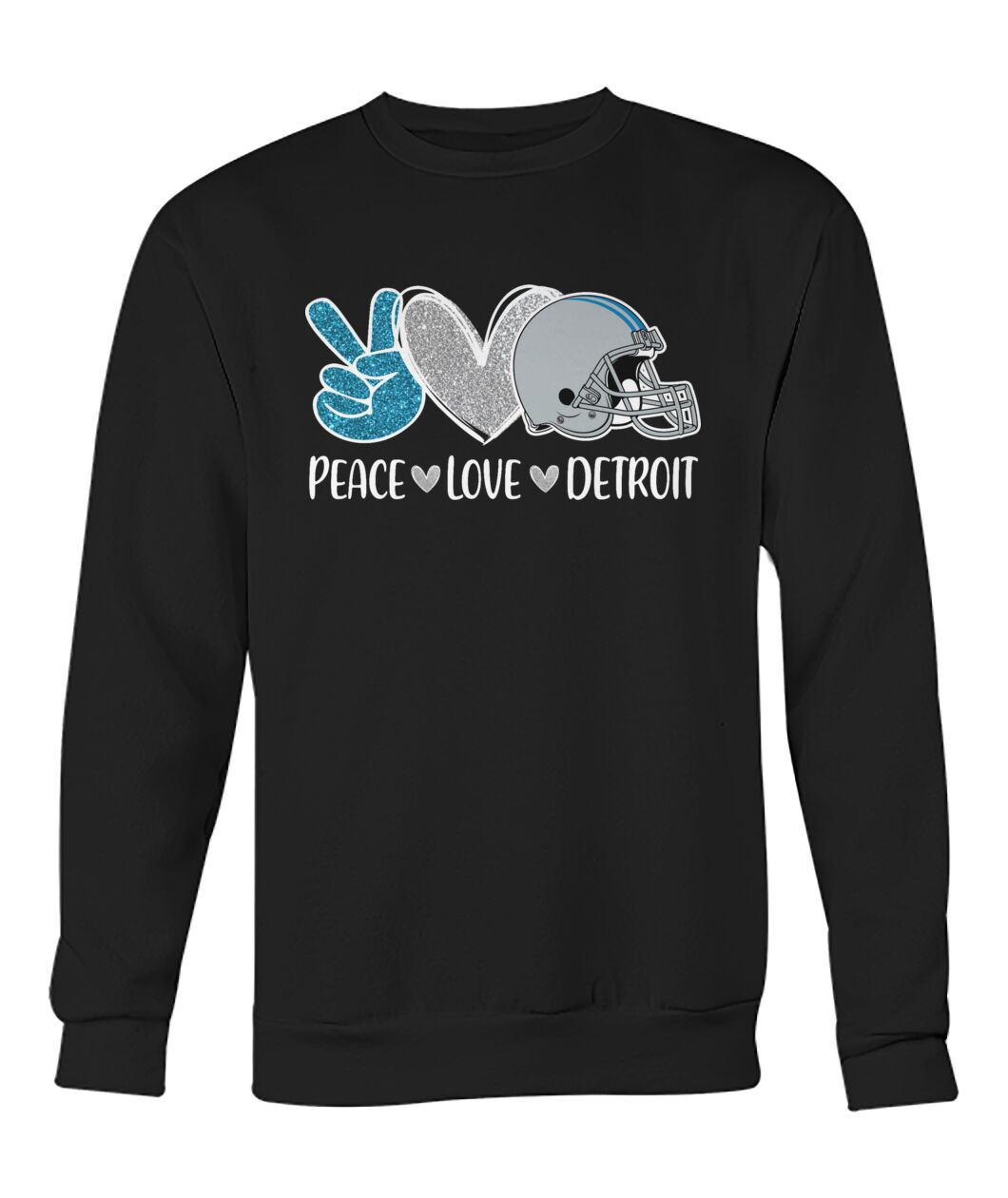 Detroit American Football Peace Silver Blue Hoodies, Perfect Outfit For Men Women Family Love Detroit Football Sport Lovers
