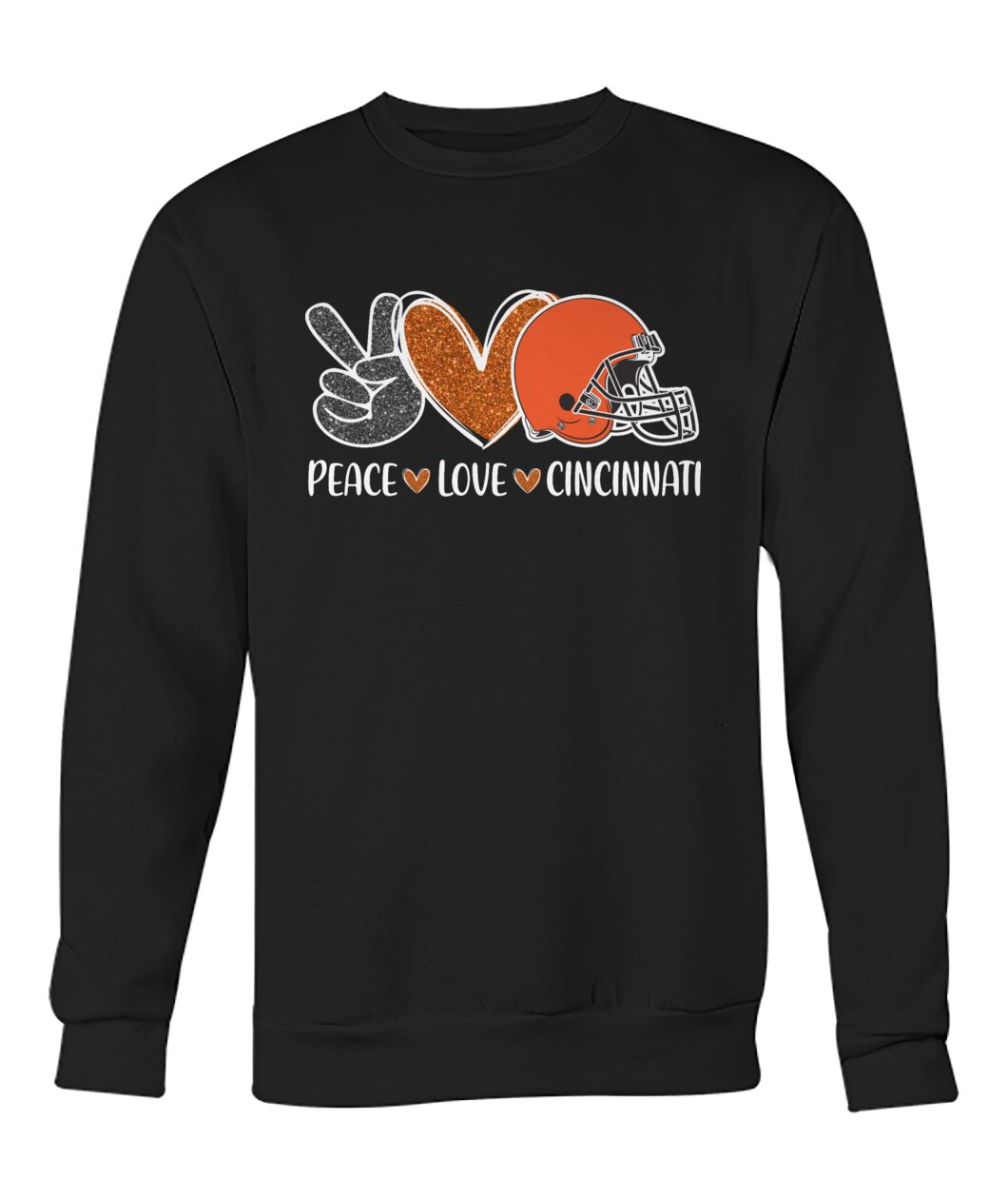Cincinnati American Football Peace Black Orange Sweatshirts, Perfect Outfit For Men Women Family Love Cincinnati City Football Sport Lovers