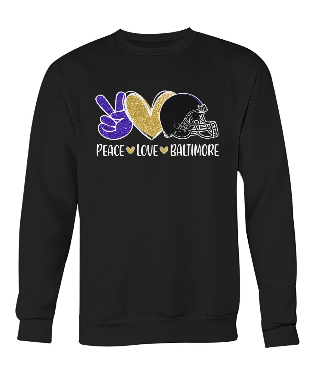 Baltimore Football Peace Love Purple Gold Black Long Sleeve Shirt For Men Women Family Love Baltimore Sport, Perfect Outfit For Football Lovers