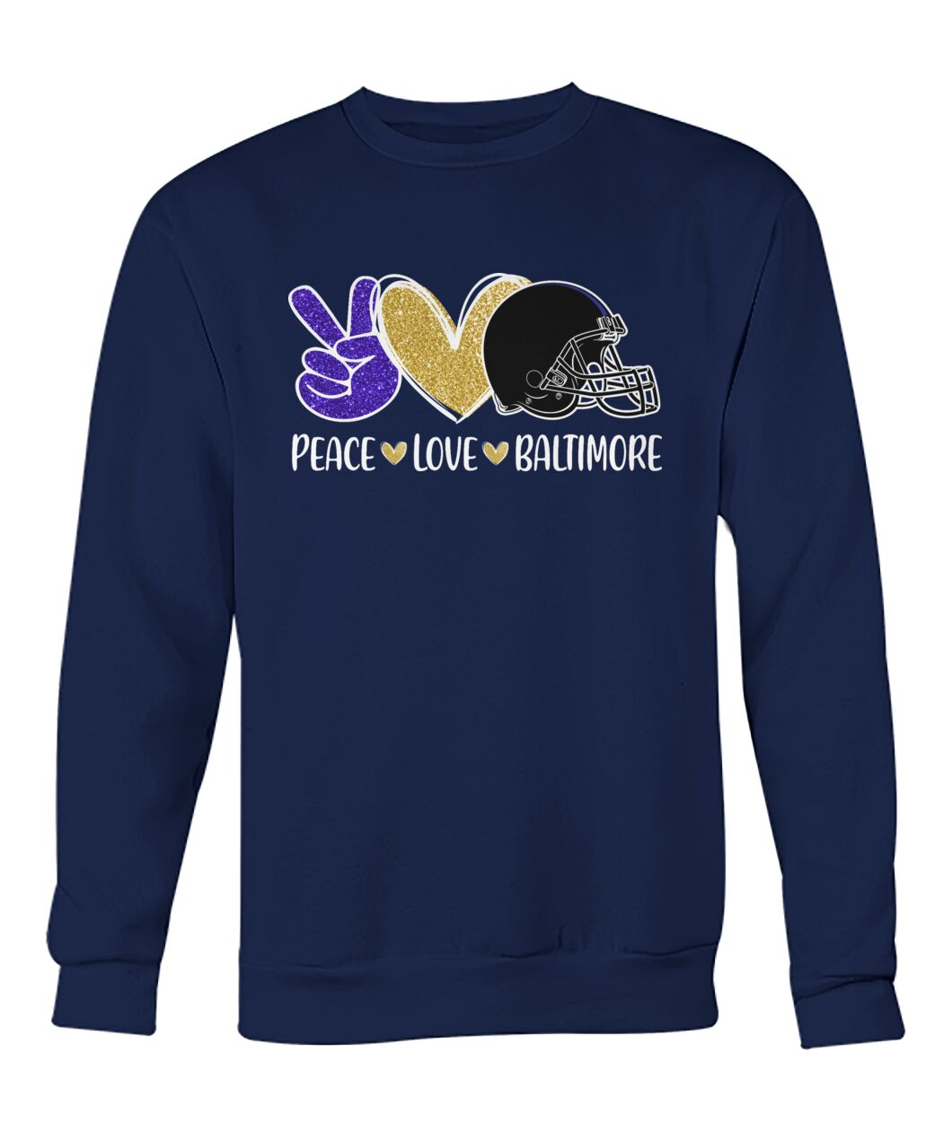 Baltimore Football Peace Love Purple Gold Black Long Sleeve Shirt For Men Women Family Love Baltimore Sport, Perfect Outfit For Football Lovers