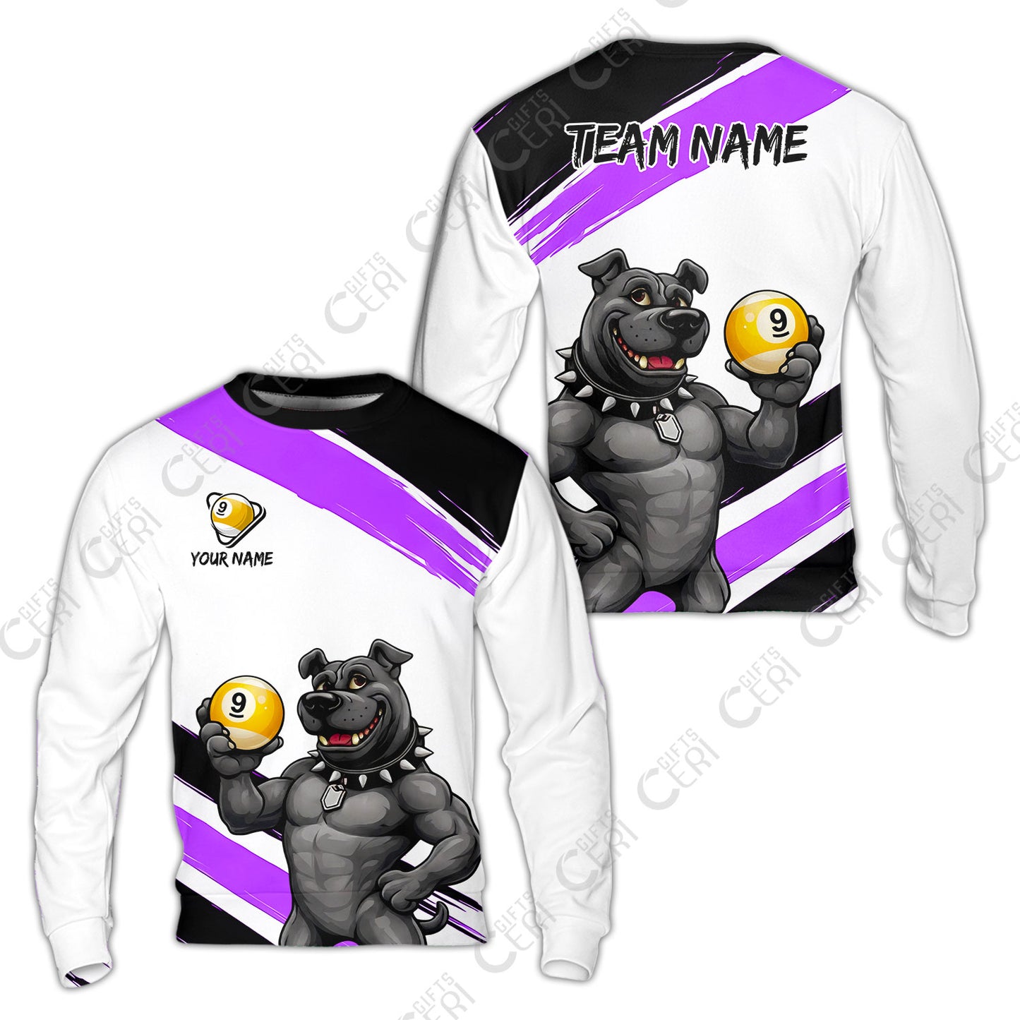 Customized Billiards Sweatshirt, Personalized Pitbull 9 Ball Jersey Gift For Billiard Players