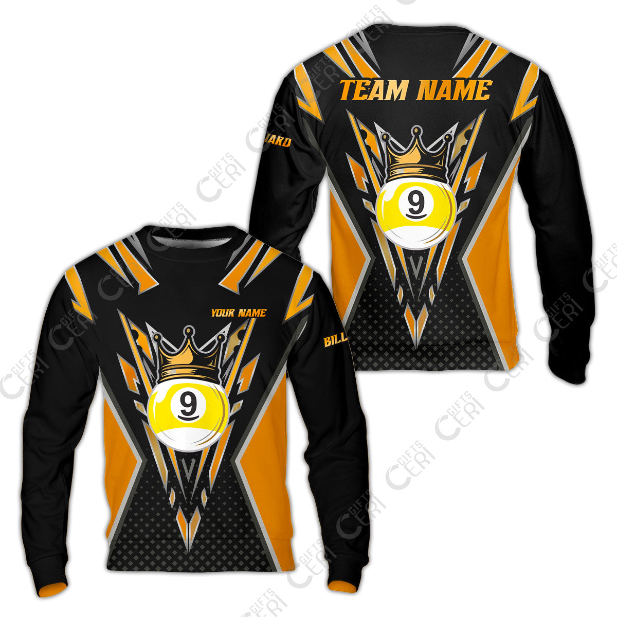 Customized 9 Ball Pool Sweatshirt, Billiard 9-Ball Crown, Billiard Jerseys