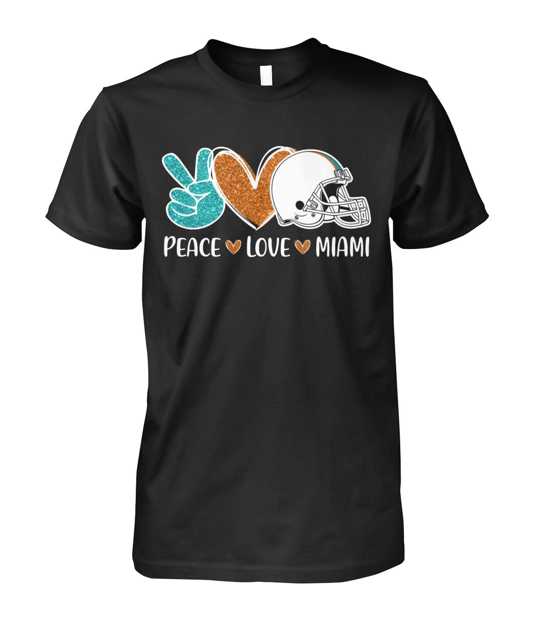 Miami American Football Peace Orange Aqua Blue T-shirts, Perfect Outfit For Men Women Family Love Miami Football Sport Lovers