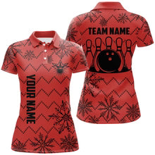 Custom Bowling Team, Ugly Christmas snowflake pattern Bowling Polo, Christmas Bowling uniforms - Bowling Polo Personalized Name And Team Name