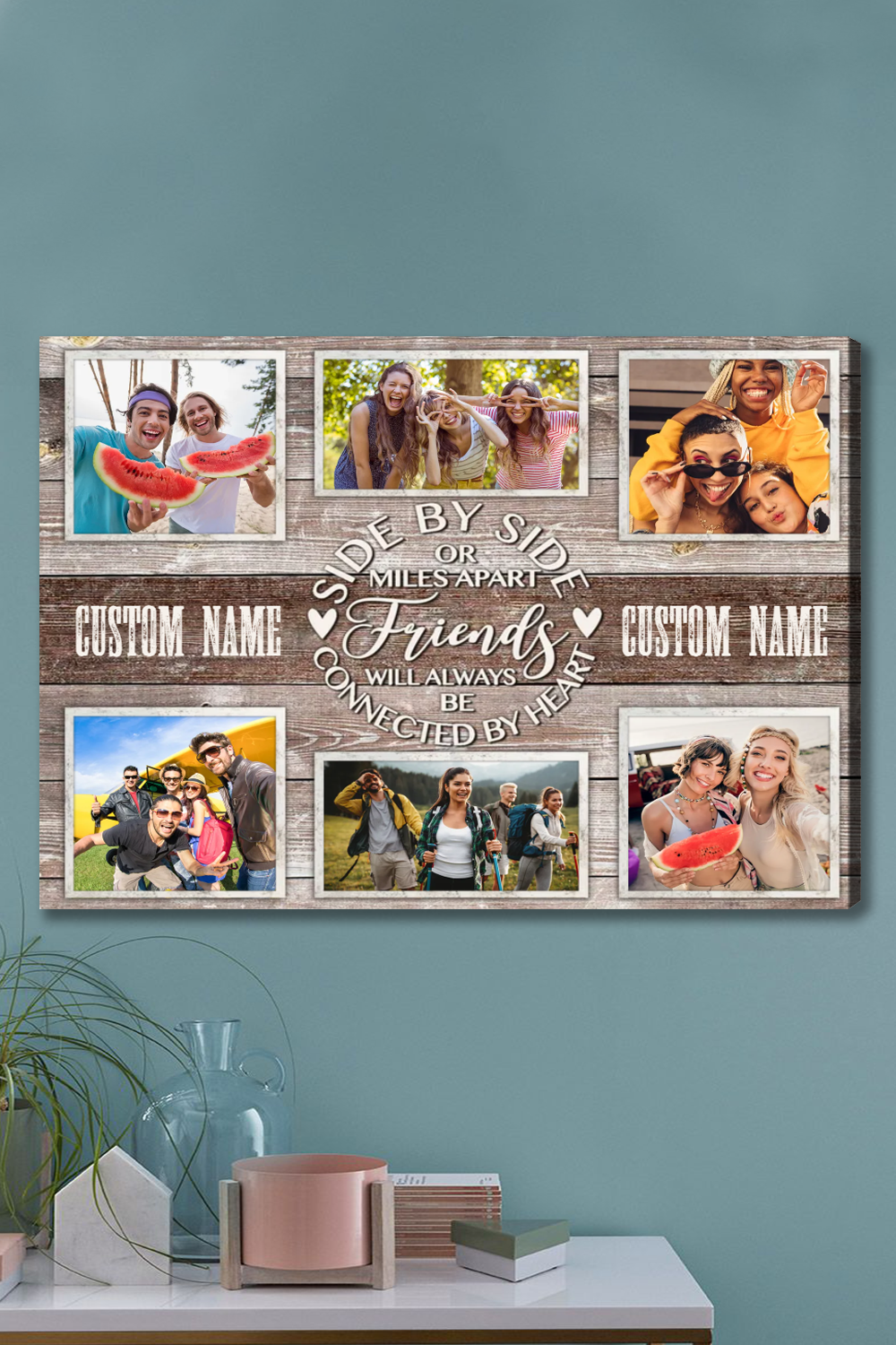 Best Friend Christmas Gift Ideas, Side By Side Wall Art Print, Custom Gift For Best Friends, BFF, Friends