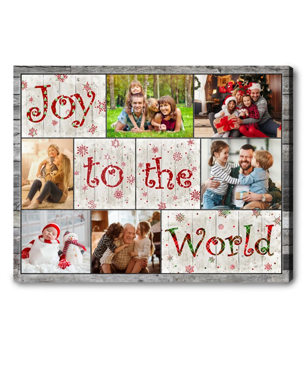 Christmas Family Wall Art Decor With Family Moments Photos, Personalized Family Canvas Print For Living Room, Bedroom, Kitchen