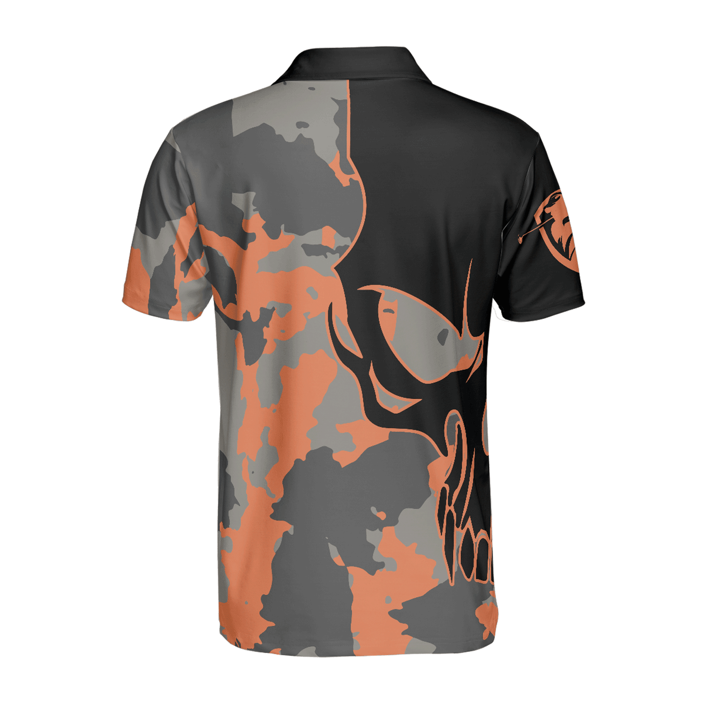 Custom Golf Men Polo Shirt - Skull Orange Camouflage Golf Polo Shirt, Streetwear Camo Golf Shirt For Men, Best Polo Shirt For Men, Golfers - Cerigifts