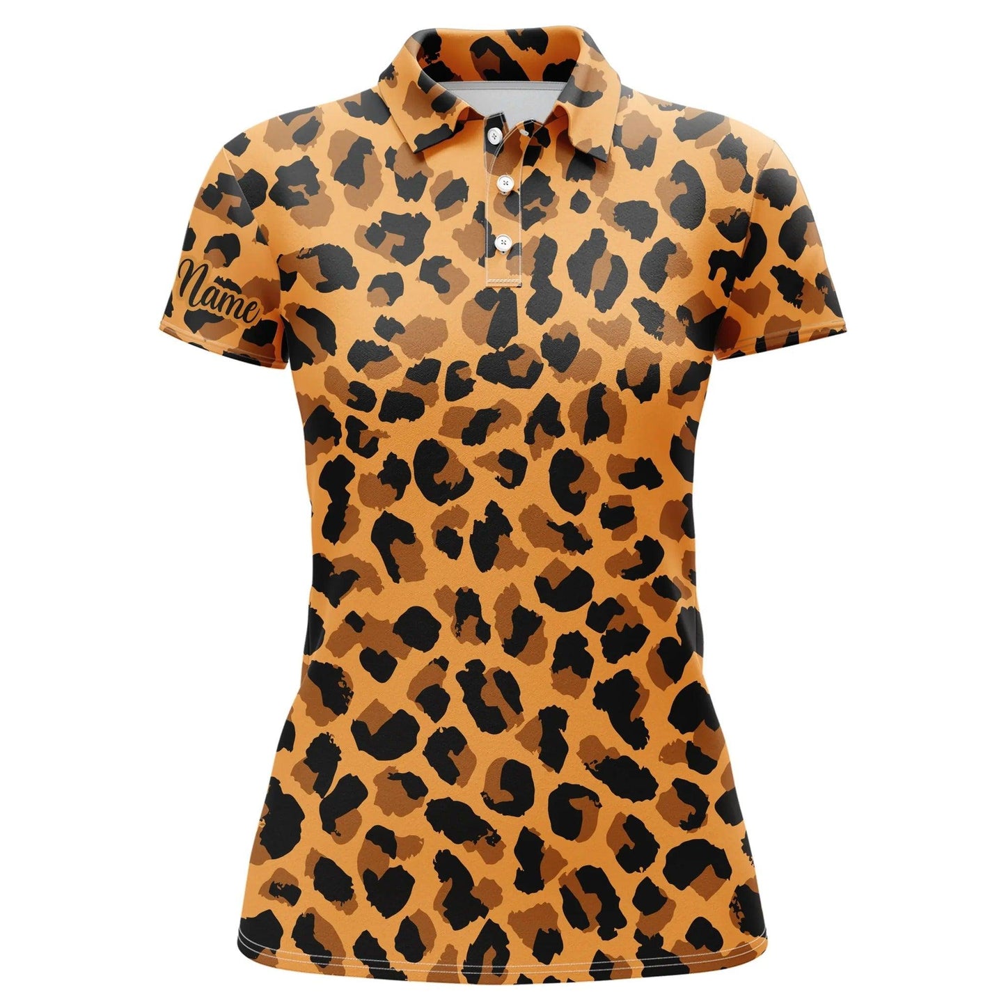 Custom Golf Women Polo Shirt - Women Golf Polo Shirt Leopard Skin Texture Custom Name Pattern Golf Shirts - Perfect Polo Shirt For Women, Golf Lover - Cerigifts
