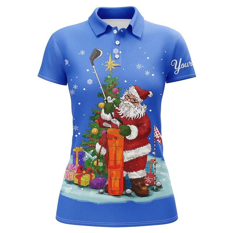 Customized Name Golf Women Polo Shirts, Christmas Golf Shirts Personalized Santa Golfer Christmas Gift - Perfect Gift For Ladies, Golfers, Golf Lovers - Cerigifts
