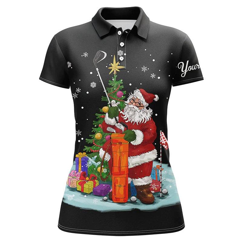 Customized Name Golf Women Polo Shirts, Christmas Golf Shirts Personalized Santa Golfer Christmas Gift - Perfect Gift For Ladies, Golfers, Golf Lovers - Cerigifts