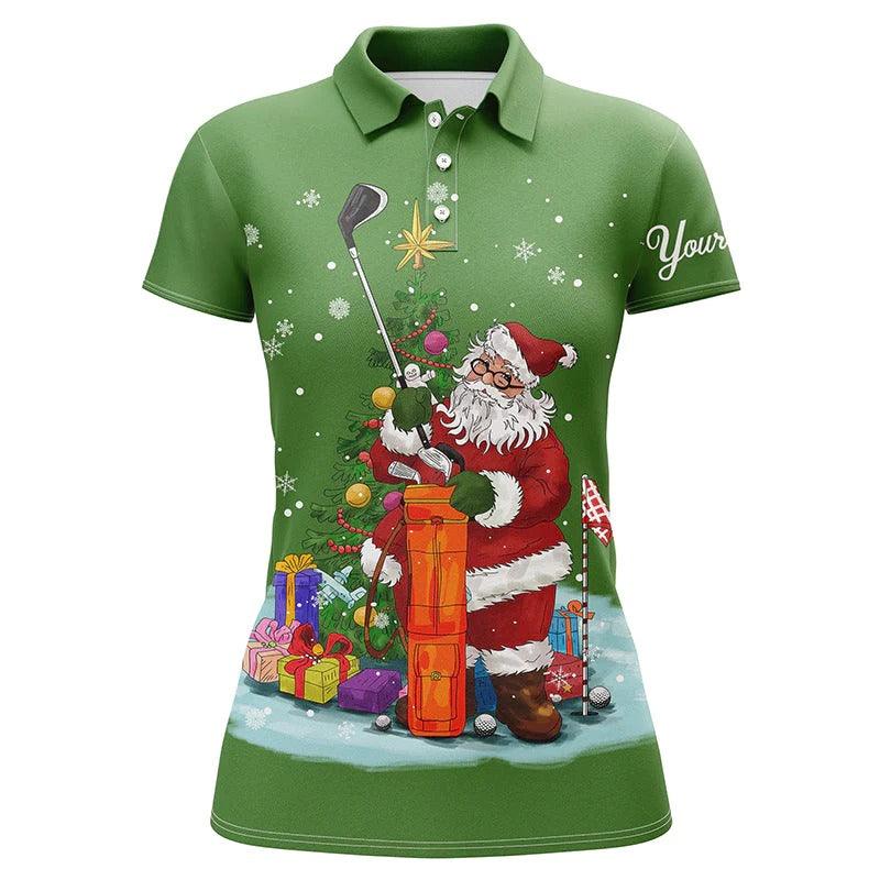 Customized Name Golf Women Polo Shirts, Christmas Golf Shirts Personalized Santa Golfer Christmas Gift - Perfect Gift For Ladies, Golfers, Golf Lovers - Cerigifts