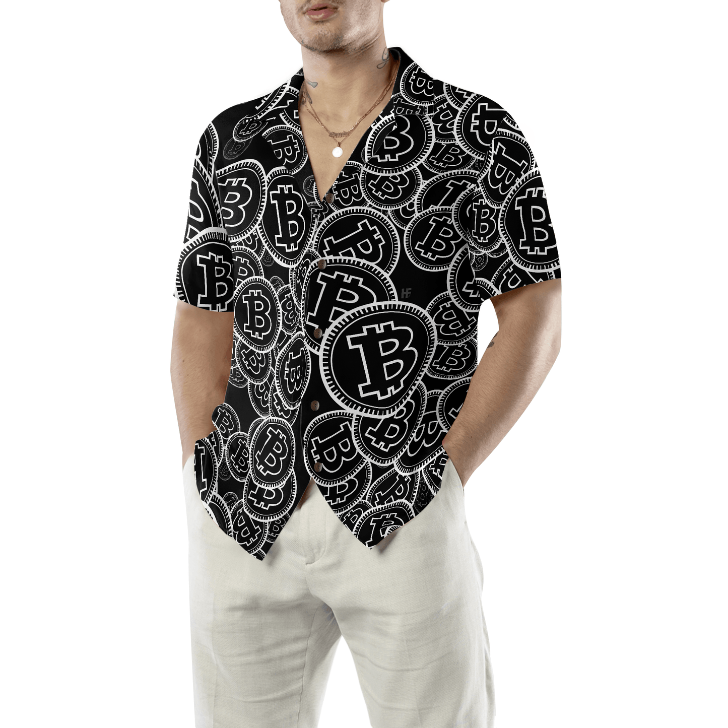 Digital Bitcoin Crypto Aloha Hawaiian Shirt For Summer, Colorful Hawaiian Shirt Outfit For Men Women, Gift For Friend, Team, Family - Cerigifts