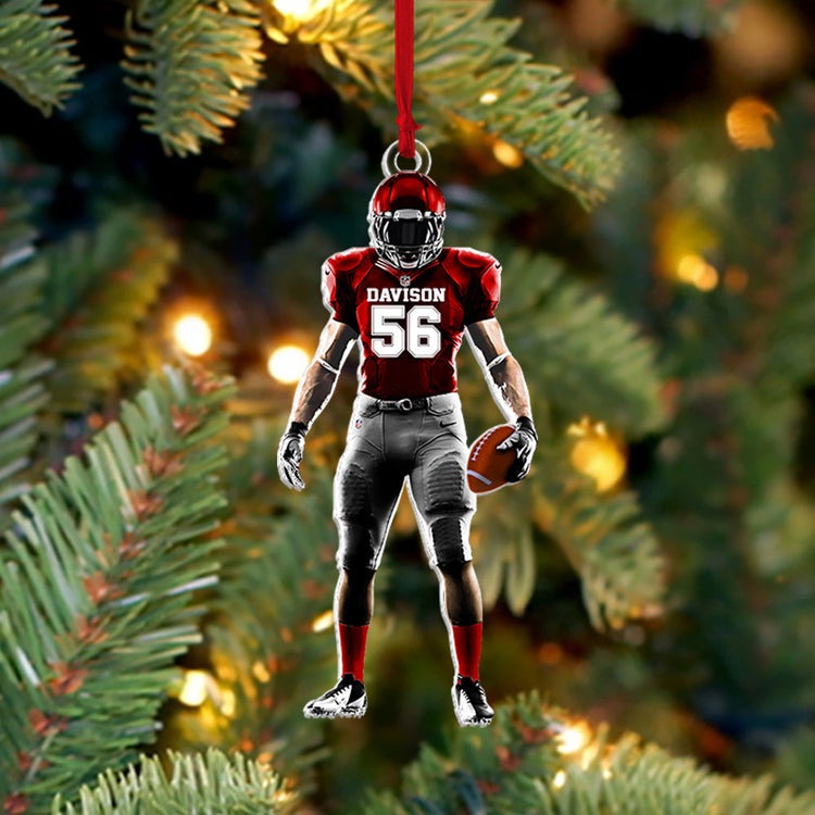 Personalized American Football Acrylic Ornament, Custom Christmas Ornament Gift For Football Player, Son, Grandson