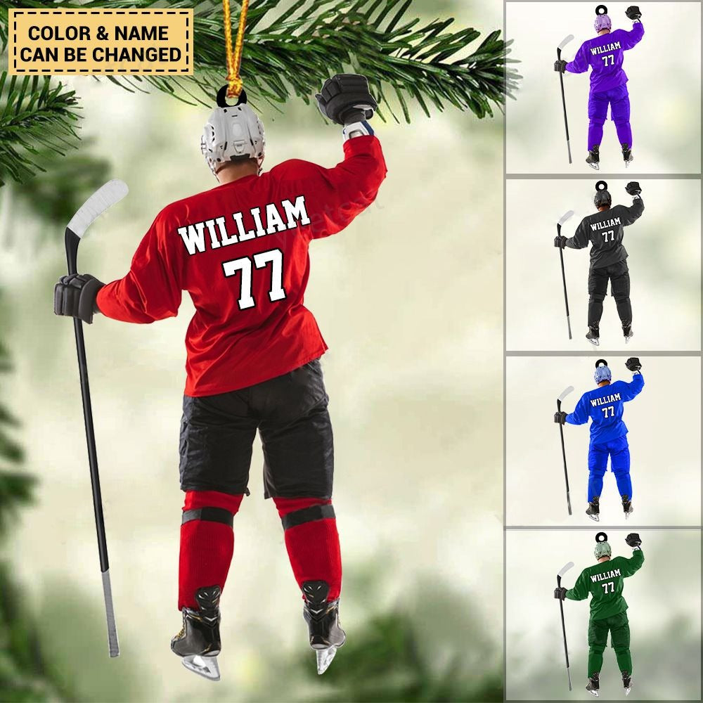 Personalized Ice Hockey Player Winning Acrylic Ornament, Best Christmas Gift For Hockey Players, Son, Grandson