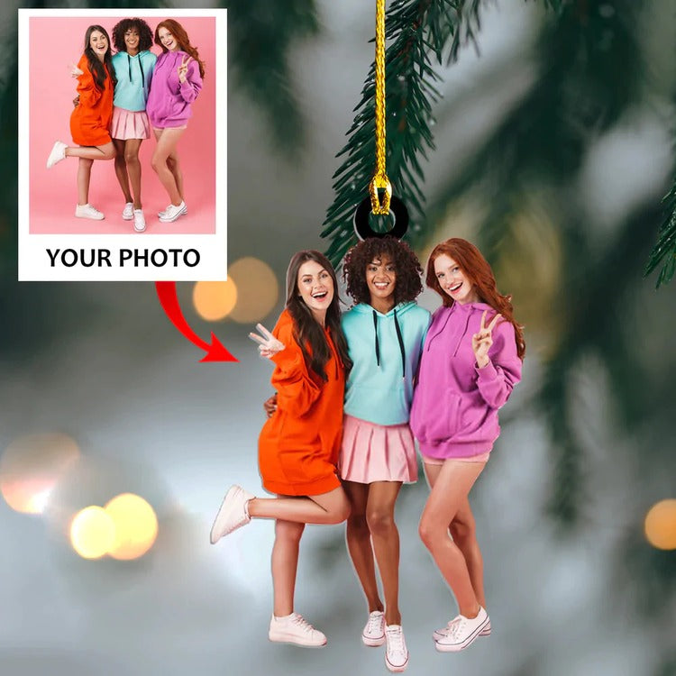 Custom Photo Besties, Sister, Best Friends Acrylic Ornament, Christmas Ornament Gifts For Bestfriend, Besties