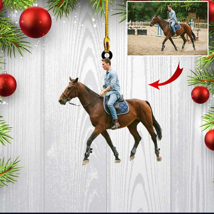 Custom Photo Girl Horseback Acrylic Ornament, Christmas Gift For Horse Girl, Him and Her, Son And Daughter