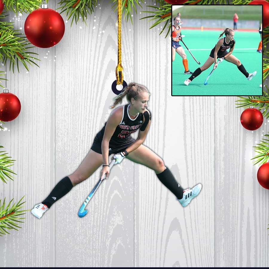 Custom Photo Women Hockey Players Acrylic Ornament, Custom Christmas Gifts For Daughter, Women