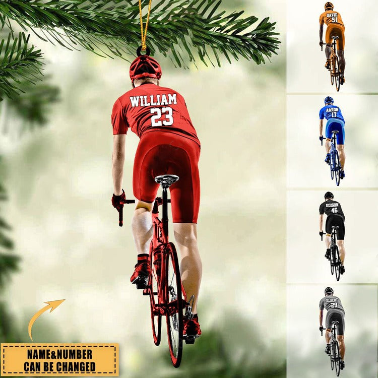 Personalized Cyclist, Bike Riding Acrylic Ornament, Custom Ornament Christmas Gift For Cyclists