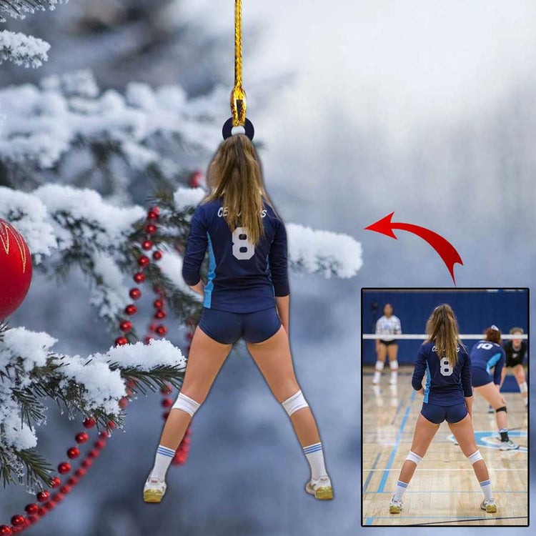 Custom Photo Volleyball Women Acrylic Ornament, Christmas Gift For Daughter, Granddaughter