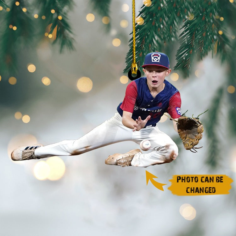 Custom Photo Baseball Player Acrylic Ornament, Custom Christmas Ornament Gifts For Son, Grandson, Daughter, Granddaughter