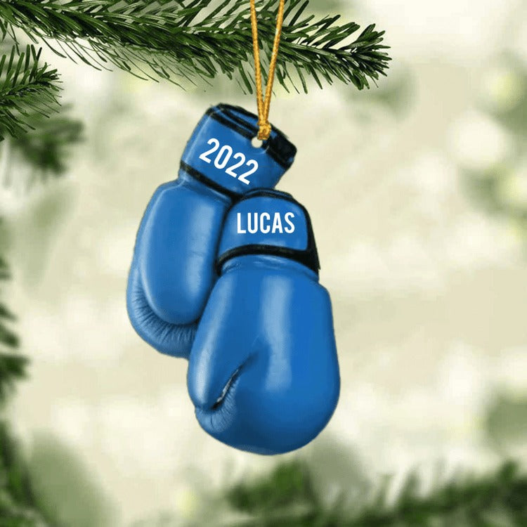 Personalized Boxing Glove Flat Acrylic Ornament, Custom Christmas Ornament Gift For Boxer, Boxing Lovers