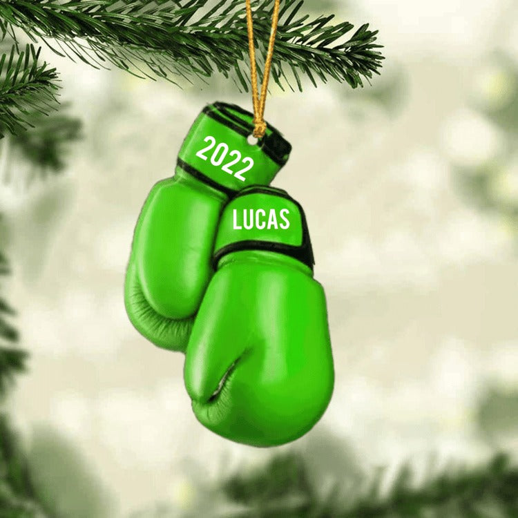 Personalized Boxing Glove Flat Acrylic Ornament, Custom Christmas Ornament Gift For Boxer, Boxing Lovers