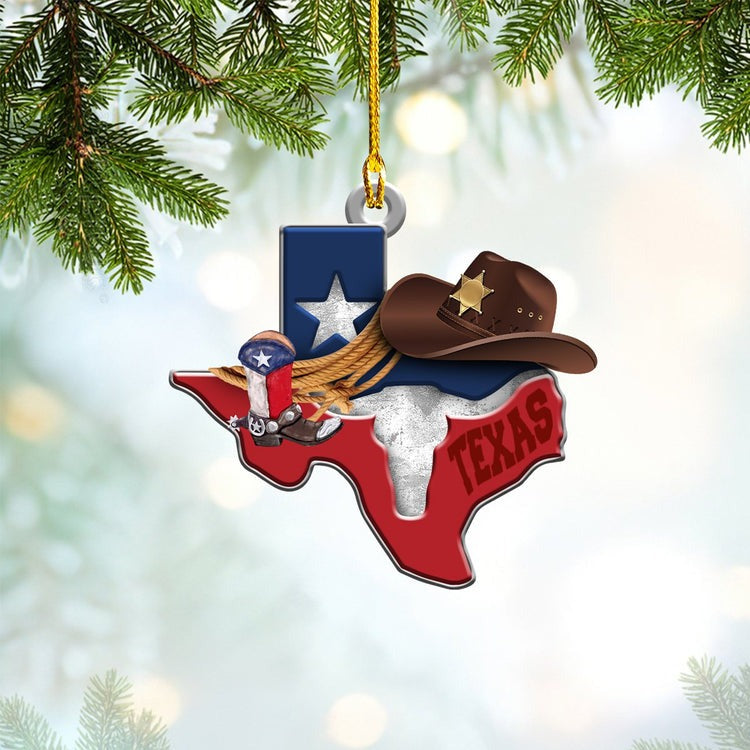 Texas State Lovers Acrylic Ornament, Custom Christmas Ornament Gift For Texas Lovers