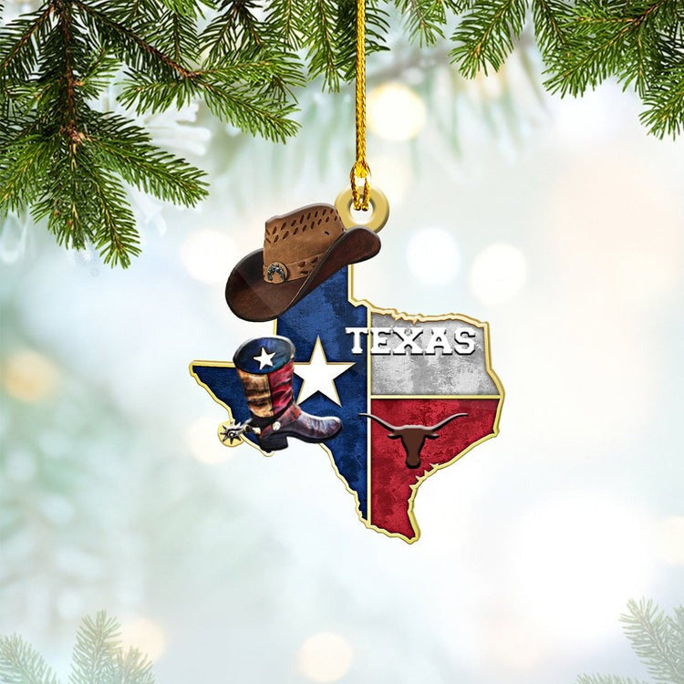 Texas State Lovers Acrylic Ornament, Custom Christmas Ornament Gift For Texas Lovers