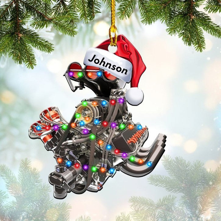 Custom Name Drag Racing Christmas Acrylic Ornament, Custom Christmas Ornament Gift For Drag Racing Lovers