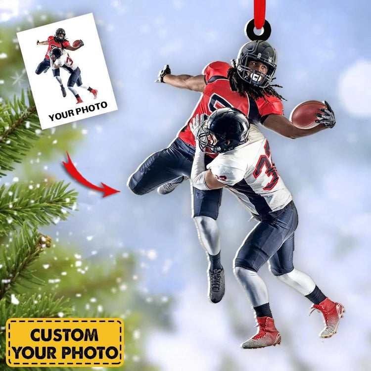 Custom Football Player Acrylic Ornament, Personalized Gift for Football Lovers, Custom Photo Ornament For Football Fans