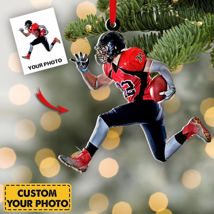 Custom Football Player Acrylic Ornament, Personalized Gift for Football Lovers, Custom Photo Ornament For Football Fans