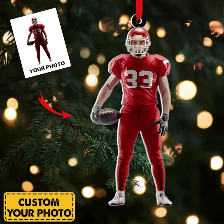 Custom Football Player Acrylic Ornament, Personalized Gift for Football Lovers, Custom Photo Ornament For Football Fans