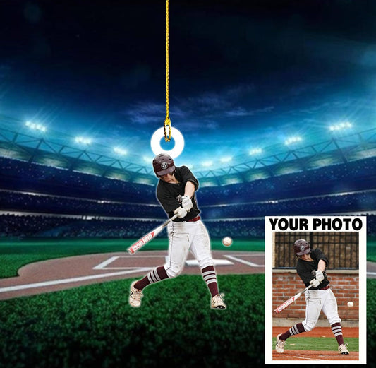 Custom Baseball Photo Acrylic Ornament, Custom Sport Photo Ornament, Christmas Ornament Gift, Custom Shape Ornament