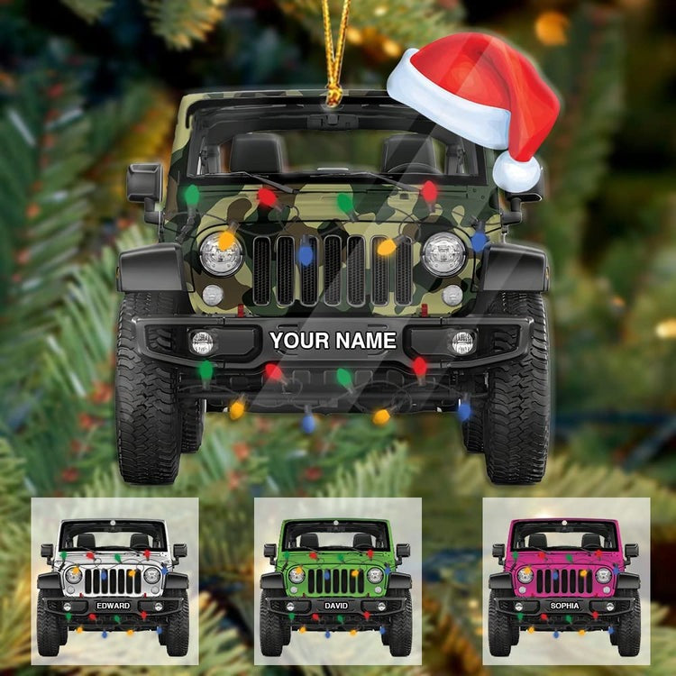 Personalized Jeep Off-Road Christmas Acrylic Ornament, Custom Christmas Ornament Gift For Off-Road Lovers