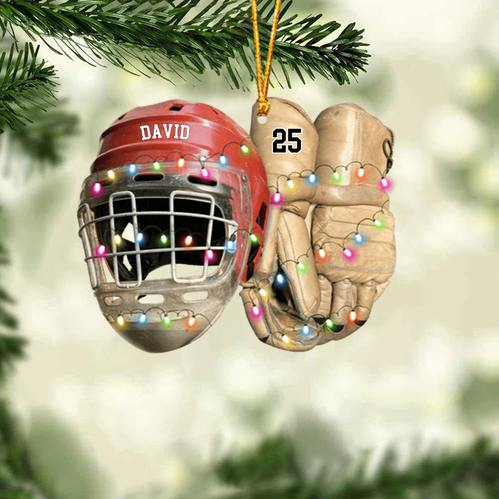 Vintage Hockey Equipment - Personalized Hockey Acrylic Christmas Ornament - Christmas Gift For Hockey Lovers, Hockey Team
