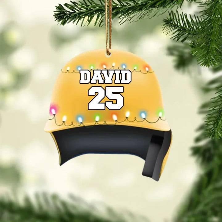 Personalized Baseball Batting Helmet Acrylic Christmas Ornament, Custom Christmas Ornament Gifts For Baseball Lovers