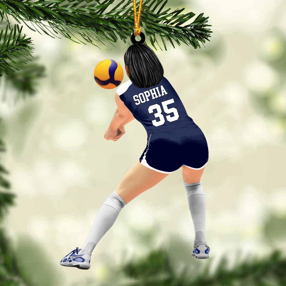 Personalized Female Volleyball Defensive Player Libero Acrylic Christmas Ornament, Volleyball Team Gift For Her, Volleyball Lovers
