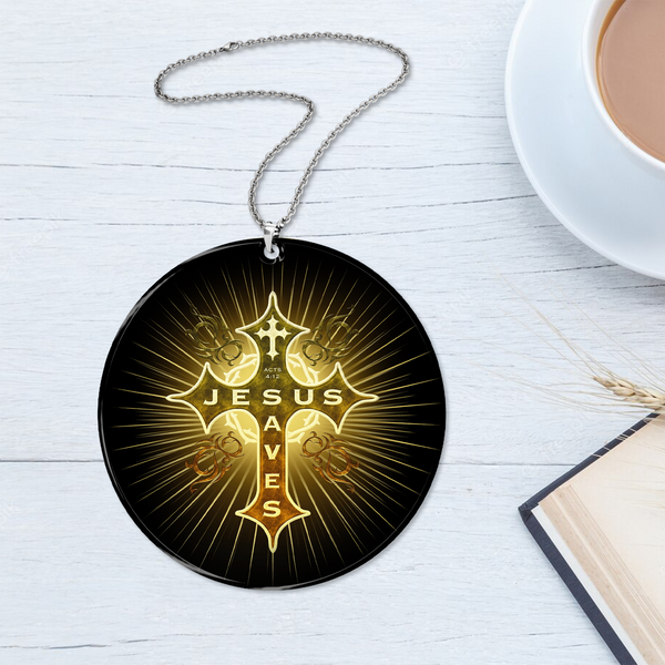 Glory Cross Jesus Saves Acrylic Ornament, Perfect Christmas Gift For Family, Friends