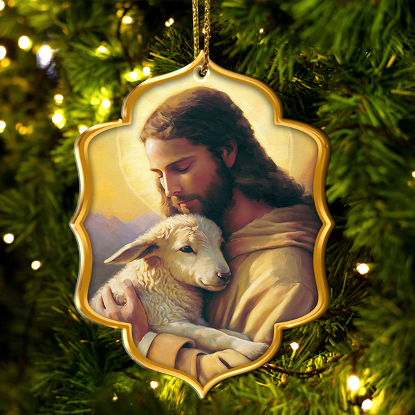 Christ And Lamb Acrylic Ornament The Good Shepherd Ornament, Perfect Christmas Gift For Family, Friends