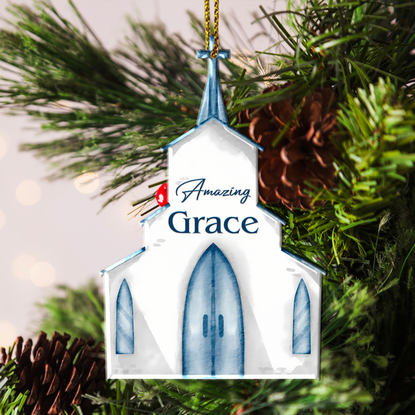 Amazing Grace Church Acrylic Ornament, Perfect Christmas Gift For Family, Friends