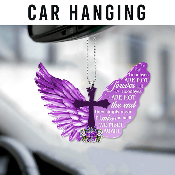 Jesus Acrylic Ornament, Purple Wings Cross Goodbyes Are Not The End Acrylic Ornament - Gift For Jesus Lovers, Christian, God Faith Believers
