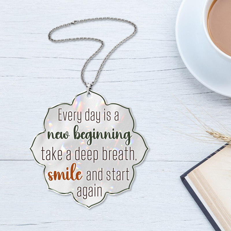 Flower Silhouette Every Day Is A New Beginning Acrylic Ornament, Perfect Christmas Gift For Family, Friends