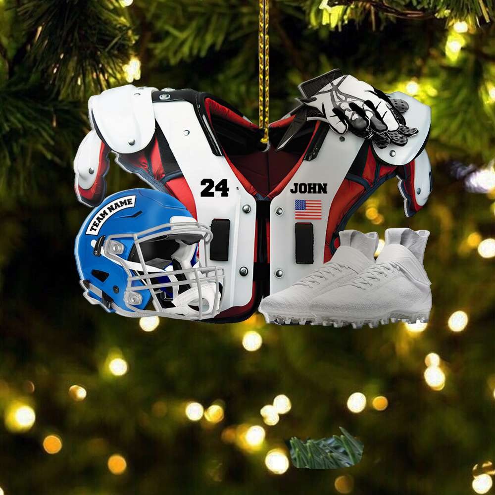Personalized American Football Player Uniform Acrylic Ornament, Custom Christmas Ornament Gift For Football Fans, Son