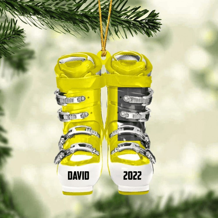 Personalized Skiing Roller Skate Christmas Acrylic Ornament, Custom Name Acrylic Ornament For Snowboarding Player