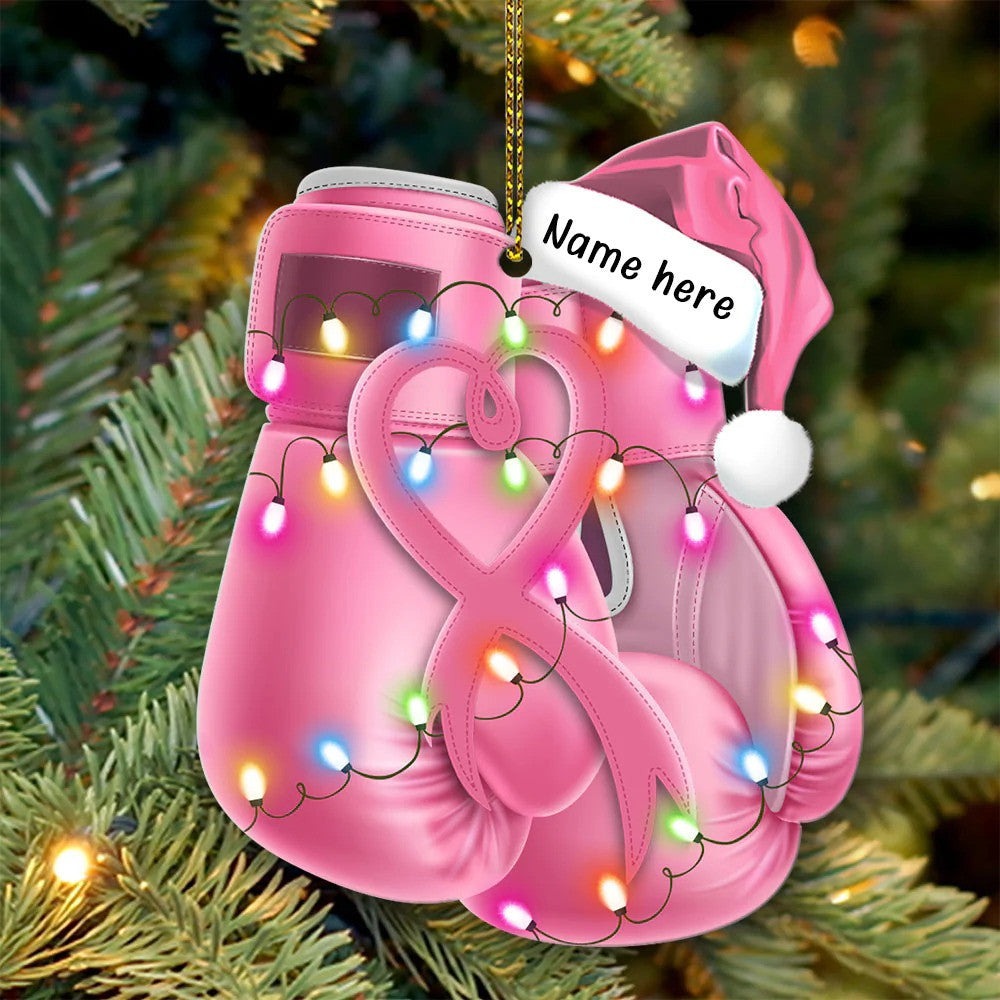 Custom Name Boxing Gloves Flat Acrylic Ornament, Christmas Ornament Gift For Boxing Lovers
