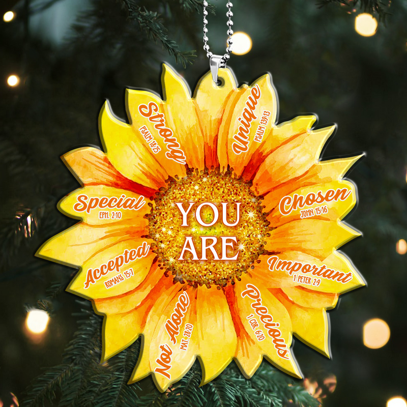 Sunflower God Says You Are Acrylic Car Ornament, Perfect Christmas Gift For Family, Friends, Holiday Decor