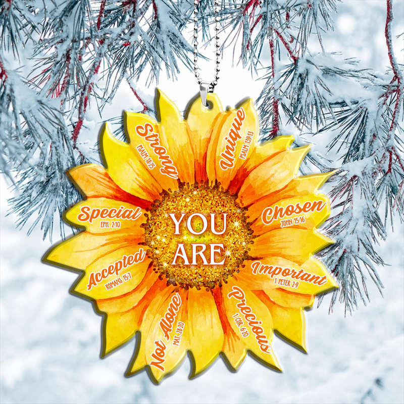 Sunflower God Says You Are Acrylic Car Ornament, Perfect Christmas Gift For Family, Friends, Holiday Decor