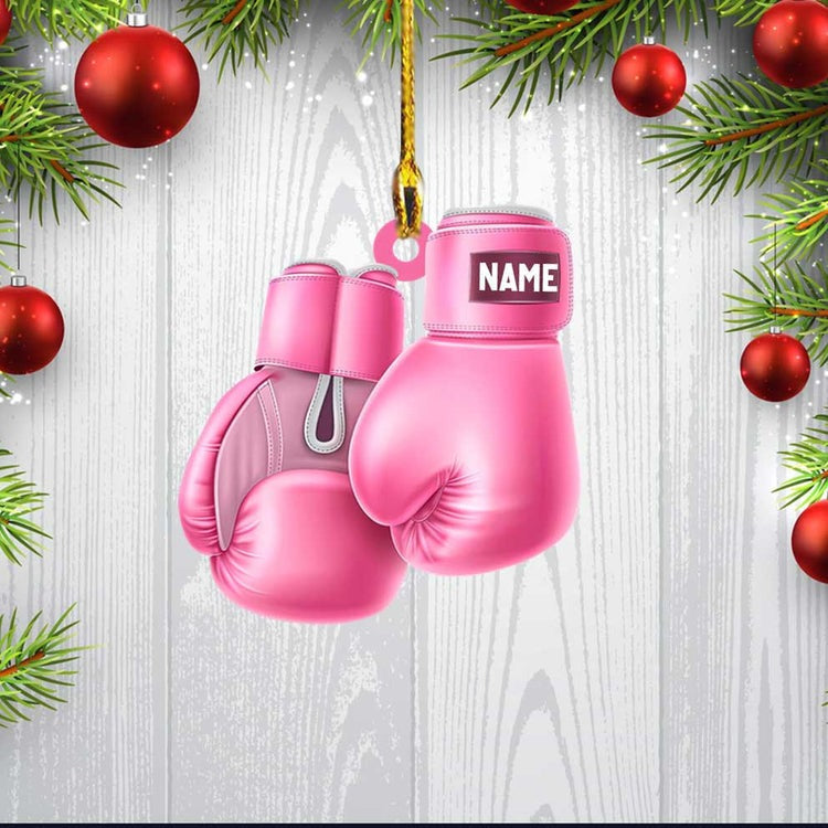 Custom Name Boxing Gloves Flat Acrylic Ornament, Christmas Ornament Gift For Boxing Lovers