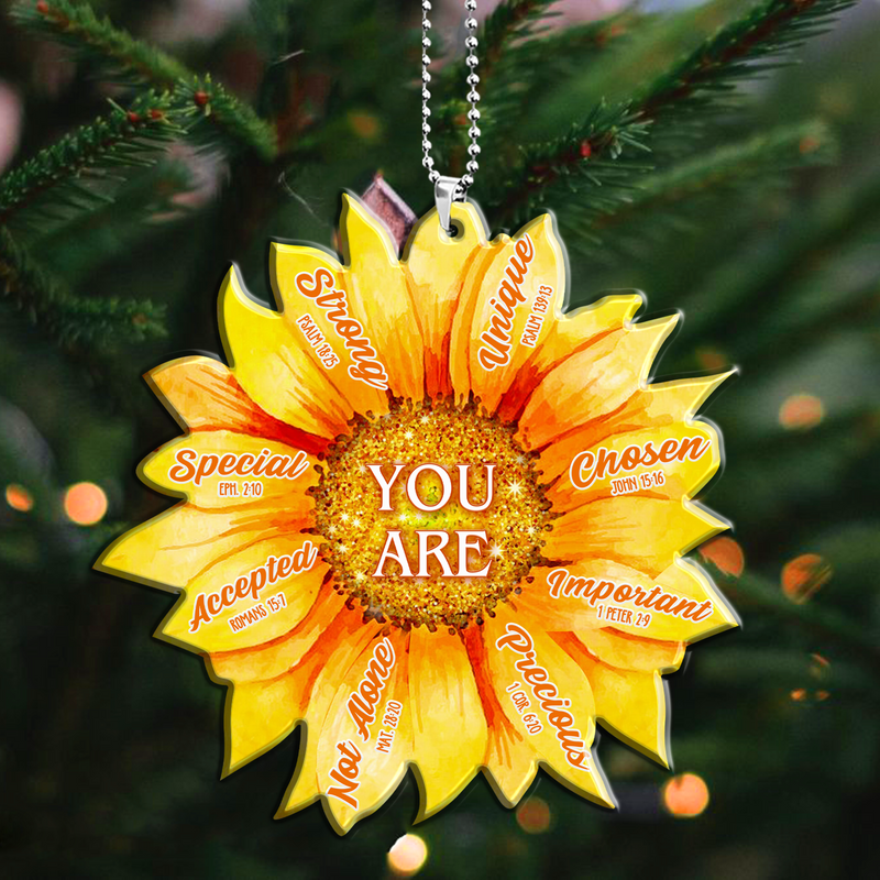 Sunflower God Says You Are Acrylic Car Ornament, Perfect Christmas Gift For Family, Friends, Holiday Decor