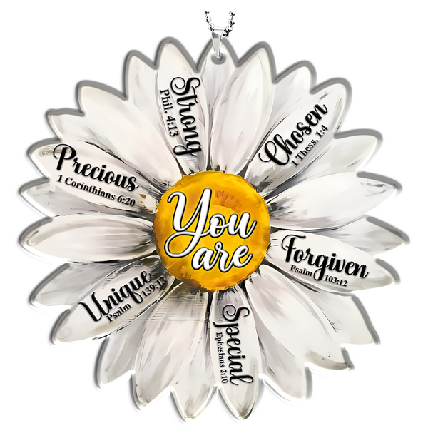 Daisy Inspirational Religious You Are Unique Acrylic Ornament, Perfect Christmas Gift For Family, Friends